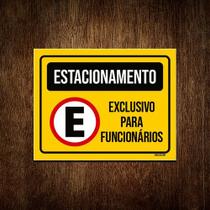 Kit 5 Placa Estacionamento Exclusivo Funcionários Amarela