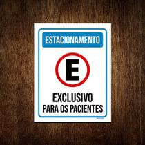 Kit 5 Placa Estacionamento Exclusivo Para Pacientes