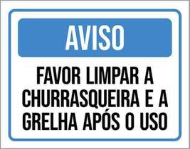 Kit 5 Placa Favor Limpar Churrasqueira Grelha Uso36X46