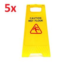 Kit 5 placa piso molhado sinalizadora amarela grande