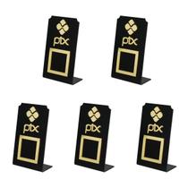 Kit 5 Placa Pix Qr-Code Display Acrílico 15x9cm Preto