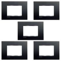 Kit 5 Placa Quadrada 4x2 Bticino 3 Módulos Pial Lna4803ar Kit 5 Placa Quadrada 4x2 Bticino 3 Módulos Pial Lna4803ar