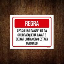 Kit 5 Placa Regra Uso Grelha Churrasqueira Lavar