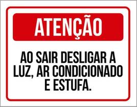 Kit 5 Placa Sair Desligar Luz Ar Condicionado Estufa36X46 Kit 5 Placa Sair Desligar Luz Ar Condicionado Estufa36X46