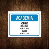 Kit 5 Placa Sinalização - Academia Horário Segunda Sexta