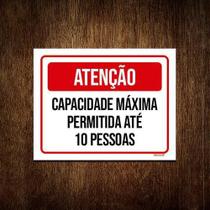 Kit 5 Placa Sinalização Atenção Capacidade Máxima Vermelha