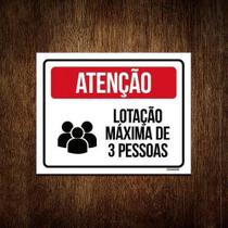 Kit 5 Placa Sinalização - Atenção Lotação Máxima 3 Pessoas