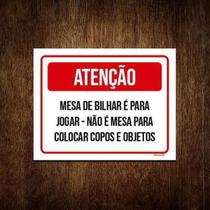 Kit 5 Placa Sinalização - Atenção Mesa Bilhar Jogar