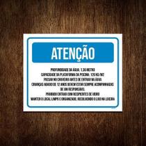 Kit 5 Placa Sinalização - Atenção Piscina Usar Lixeira