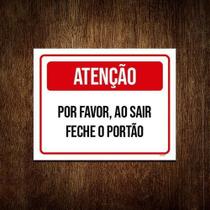 Kit 5 Placa Sinalização Atenção Por Favor Sair Feche Portão