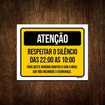 Kit 5 Placa Sinalização Atenção Respeitar Silêncio Incomode