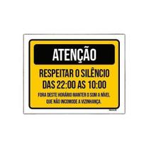 Kit 5 Placa Sinalização Atenção Respeitar Silêncio Incomode