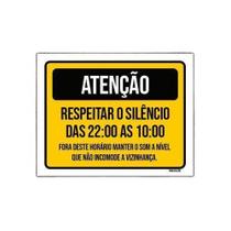 Kit 5 Placa Sinalização Atenção Respeitar Silêncio Incomode