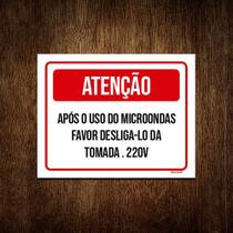 Kit 5 Placa Sinalização - Atenção Uso Microondas Desliga-lo