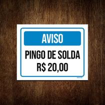 Kit 5 Placa Sinalização - Aviso Pingo De Solta 20 Reais