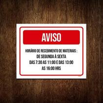 Kit 5 Placa Sinalização - Aviso Recebimento Materiais