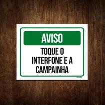 Kit 5 Placa Sinalização - Aviso Toque Interfone Campainha