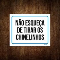 Kit 5 Placa Sinalização Azul - Não Esquece Tirar Chinelos