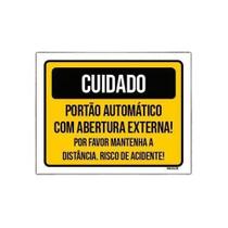 Kit 5 Placa Sinalização - Cuidado Portão Abertura Externa