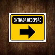 Kit 5 Placa Sinalização - Entrada Recepção Seta