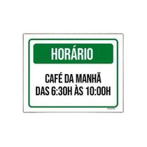 Kit 5 Placa Sinalização - Horário Café Da Manhã 6H30 10H