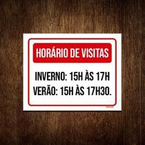 Kit 5 Placa Sinalização - Horário Visitas Inverno Verão