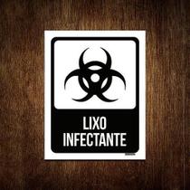 Kit 5 Placa Sinalização - Lixo Infectante Preto