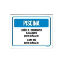 Kit 5 Placa Sinalização - Piscina Horário Terça Sexta