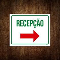 Kit 5 Placa Sinalização - Recepção Seta Direita Vermelha