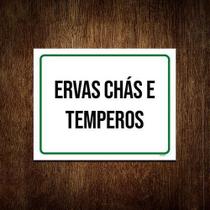 Kit 5 Placa Sinalização Verde - Plantas Ervas Chás Temperos