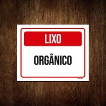 Kit 5 Placa Sinalização - Vermelha Lixo Orgânico