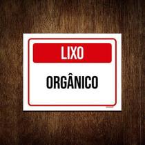 Kit 5 Placa Sinalização - Vermelha Lixo Orgânico