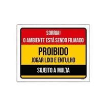 Kit 5 Placa Sorria Ambiente Filmado Proibido Lixo Entulho