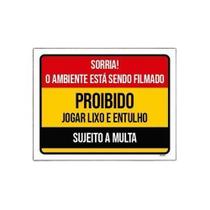 Kit 5 Placa Sorria Ambiente Filmado Proibido Lixo Entulho