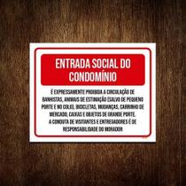 Kit 5 Placa Vermelha Entrada Social Do Condomínio