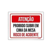 Kit 5 Placaatenção Proibido Subir Em Cima Da Mesa