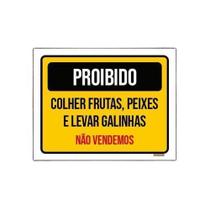 Kit 5 Placaproibido Colher Frutas Peixes Levar Galinhas