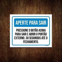 Kit 5 Placas Aperte Sair Pressione Botão Abrir Portão
