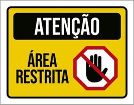 Kit 5 Placas Atenção Área Restrita Cone 36X46 Kit 5 Placas Atenção Área Restrita Cone 36X46
