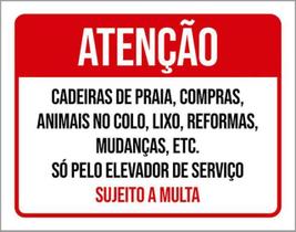 Kit 5 Placas Atenção Cadeiras Praia Compras Animais Colo