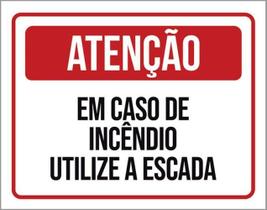 Kit 5 Placas Atenção Em Caso De Incêndio Utilize A Escada