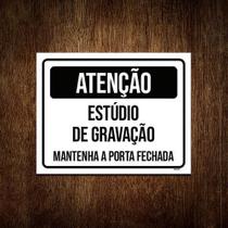 Kit 5 Placas Atenção Estúdio Gravação Manter Porta Fechada