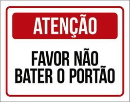 Kit 5 Placas Atenção Favor Não Bater Portão Vermelha 36X46