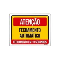 Kit 5 Placas Atenção Fechamento Automático 10 Segundos