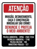 Kit 5 Placas Atenção Invasão Desmatamento Caça Denuncie