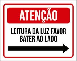 Kit 5 Placas Atenção Leitura Luz Favor Bater Seta Direita