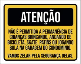 Kit 5 Placas Atenção Não Permitida Crianças Garagem 36X46