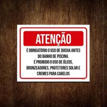 Kit 5 Placas Atenção Obrigatório Uso Ducha Proibido Óleos