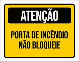 Kit 5 Placas Atenção Porta Incêndio Não Bloqueie 36X46