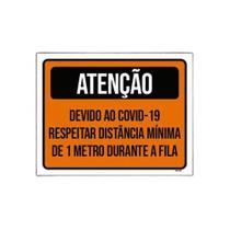 Kit 5 Placas Atenção Respeitar Distância Mínima De 1 Metro